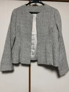 ノーカラーツイードジャケット グレー系　卒業式入学式