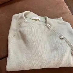 grove 薄いグリーン ボタン付き長袖セーター Lサイズ