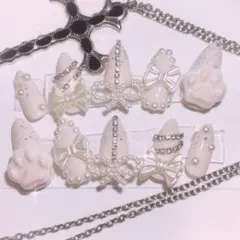 ネイルチップ♡量産型♡地雷系♡ピンク♡リボン♡姫