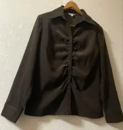 【Angelina.美品】一見、ビロード風 厚手生地、ブラウス兼カーディガン