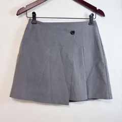【jb34】新品GU ラップ風ミニスカート グレー S ウエスト62