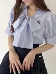 刺繍入りボウタイリボンブラウス NICECLAUP ナイスクラップ