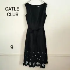 CATLE CLUB キャトルクラブ 花柄刺繍 ワンピース 夏 黒 きれいめ