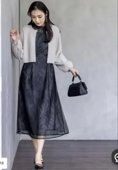 ANYSIS 洗えるパーティードレスフェザーボレロ2点セット