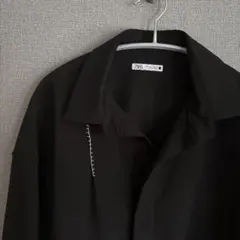 ZARA ブラック 長袖シャツ ステッチ装飾