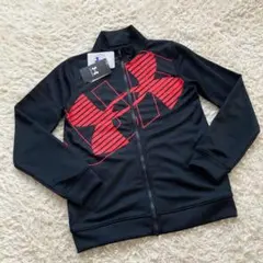 未使用 アンダーアーマー ジャージ ジャケット150cm 上 黒 赤 ボーイズ