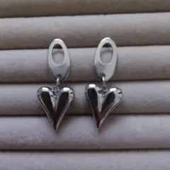 シルバー ハート型 ステンレスピアス