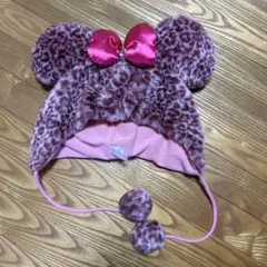 ミニーちゃん　ファンキャップ　ヒョウ柄ピンク