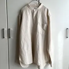 【最終価格】UNIQLO コットンリネンスタンドカラーシャツ L