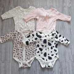 長袖ロンパース 70 4枚セット まとめ売り 花柄 アニマル柄 春