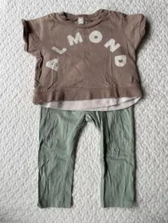 アプレレクール　Tシャツ レイヤード風　H&M パンツ　カーキ　セットのサムネイル