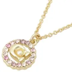 coach ラインストーンネックレス　シグネチャーCモチーフ　ゴールドピンク