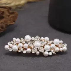 パール フラワー ヘア バレッタ　髪飾り 入学式　セレモニー