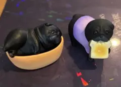 パグのフィギュア2体セット