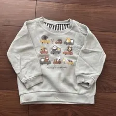 動物と車のプリント トレーナー 100cm