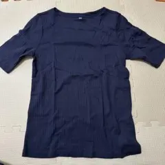 UNIQLO リブTシャツ ネイビー 半袖　L