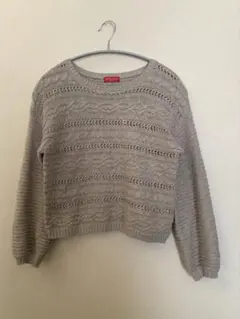 earth ケーブル編み グレー 長袖ニット