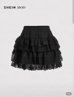 SHEIN MOD ブラックレースフリルミニスカート