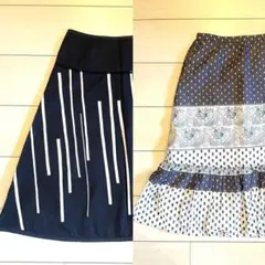 インエ他　綿麻スカート まとめ売り　ギャザースカート　グレー黒白　モノトーンのサムネイル