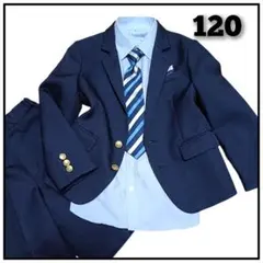 極美品✨️120　男の子　フォーマル スーツ　ネイビー　金ボタン