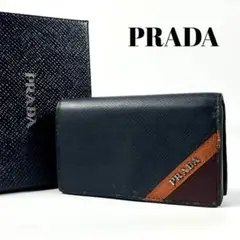 希少✨プラダ カードケース 名刺入れ サフィアーノレザー ロゴ金具 マルチカラー