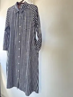 チェック柄シャツワンピース（ネイビー・ホワイト）