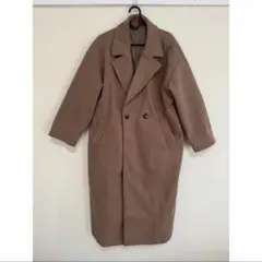 ブラウン ダブルボタン ロングコート