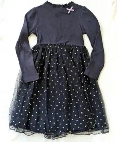 エニファム anyFAM ネイビー 切り替え チュール ワンピース 130cm