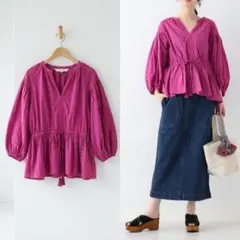 Ray BEAMS　レイビームス　カットワーク 刺繍 フリンジ　ブラウスのサムネイル