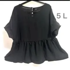 新品【５Ｌ】大きいサイズ♡ティアードシフォンチュニックブラック