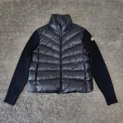 極美品 '23 モンクレール ハイブリッドカーディガン ニット×ダウン ネイビー