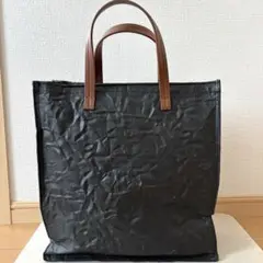 ペーパーライクトートバッグ　ブラック 大容量