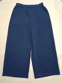 ワイドパンツ キュロット ネイビー LL レトロ古着