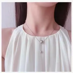 ❤️1点限り❤️　ネックレス　シンプル　パールチョーカー　2粒ボール