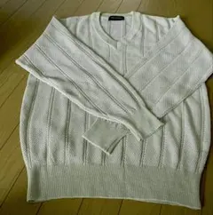 RENTREE サマーニット M メンズ Vネック ライトグリーン 麻混