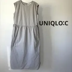 UNIQLO：C ワンピース ノースリーブ M グレージュ ユニクロ グレー