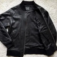 ★羊革 Lサイズ★ Kinetics ライダース MA1 リブニット 黒