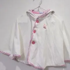 MIKI HOUSE/ホワイト /70～90/ベビーポンチョ フード付き