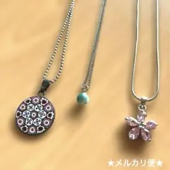 ネックレス３点セット （ジャンク品含みます） ベネチアンガラス 桜 メルカリ便のサムネイル