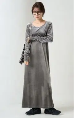 FREAK'S STORE ベロア バレエネック ロングワンピース