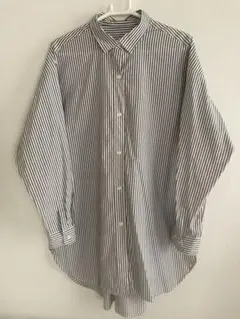 GLOBAL WORK 365日マイスタイルシャツ　ブラウンストライプ XL