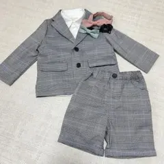 キムラタン　バブルブーン　グレー系チェック セレモニースーツ　入園式　セット