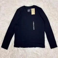 新品 無印良品 Vネック長袖Tシャツ 黒 M オーガニック