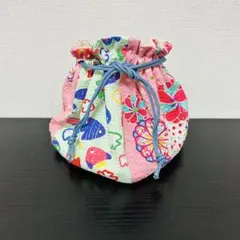 カラフルな布製巾着袋　4枚はぎ