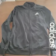 adidas 黒 フルジップジャージ セットアップ