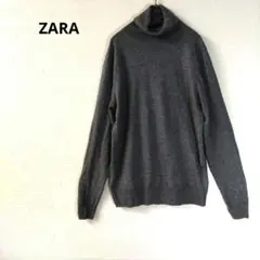 ザラ タートルネック トップス 長袖 薄手 グレー L 柔らかい さらり感