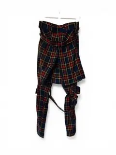 【超希少】タータンチェック ボンテージパンツ スカートレイヤード パンク L
