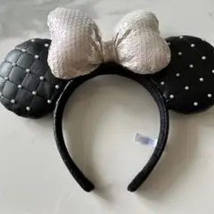 ミニーマウス風カチューシャ 黒とシルバー