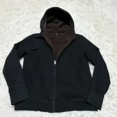 ユニクロ UNIQLO 裏起毛パーカー （M） 裏ボア ブラック 黒