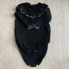 フリル襟 長袖ロンパース ブラックのサムネイル